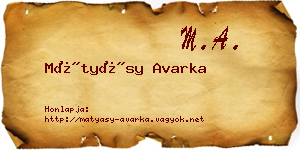 Mátyásy Avarka névjegykártya